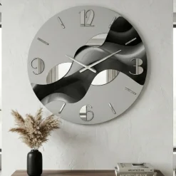 Orologi Da Parete Moderni-Selezionato da Mazzolaluce Orologio da parete rotondo moderno resina effetto marmorizzato foglia argento
