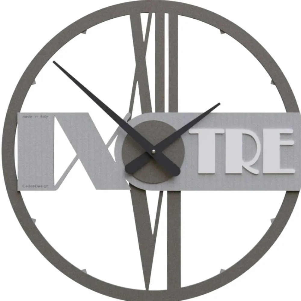Orologi Da Parete Moderni-Selezionato da Mazzolaluce Orologio da parete rotondo moderno in legno grigio gessato