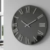 Orologi Da Parete Moderni-Selezionato da Mazzolaluce Orologio da parete rotondo specchio fume' numeri romani foglia argento