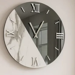 Orologi Da Parete Moderni-Selezionato da Mazzolaluce Orologio da parete tondo 60cm design specchio fume marmo laminato