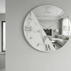 Orologi Da Parete Moderni-Selezionato da Mazzolaluce Orologio da parete tondo 80cm specchio e marmo laminato
