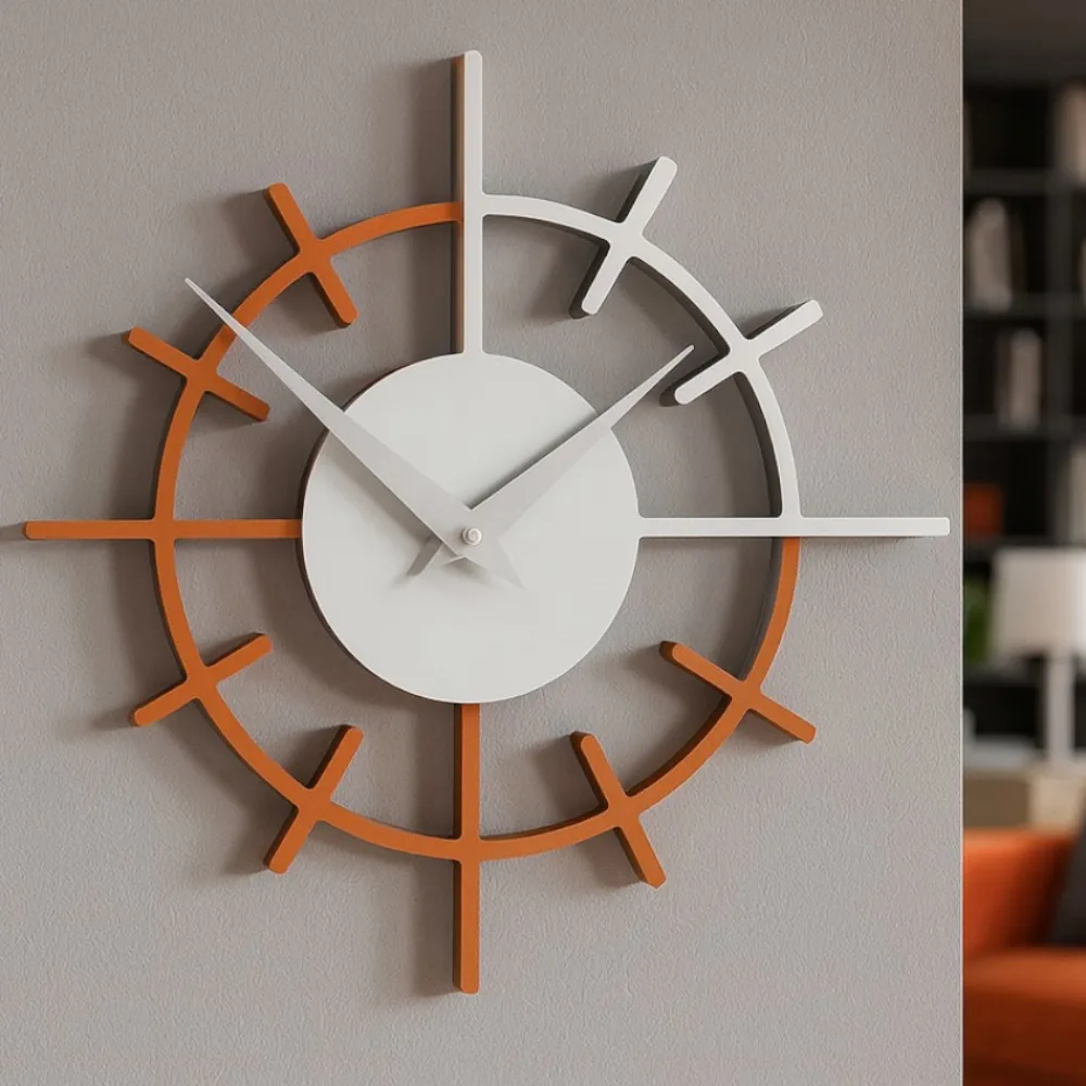 Orologi Da Parete Moderni-Selezionato da Mazzolaluce Orologio da parete tondo legno colore terracotta