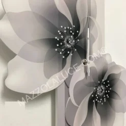 Orologi Da Parete Moderni-Bongelli Preziosi Orologio da parete verticale fiori grigio