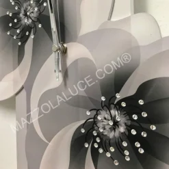 Orologi Da Parete Moderni-Bongelli Preziosi Orologio da parete verticale fiori grigio