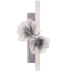 Orologi Da Parete Moderni-Bongelli Preziosi Orologio da parete verticale fiori grigio