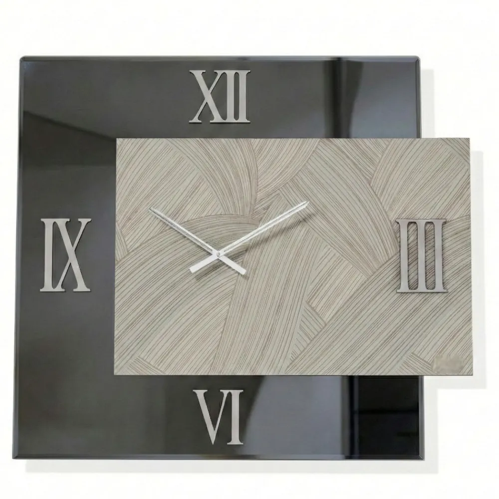 Orologi Da Parete Moderni-Selezionato da Mazzolaluce Orologio da parete 60x70 design quadrato specchio fume carta da parati