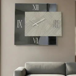 Orologi Da Parete Moderni-Selezionato da Mazzolaluce Orologio da parete 60x70 design quadrato specchio fume carta da parati