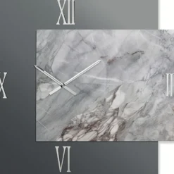 Orologi Da Parete Moderni-Selezionato da Mazzolaluce Orologio da parete 73x60 specchio fume resina effetto marmo grigio