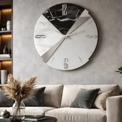 Orologi Da Parete Moderni-Selezionato da Mazzolaluce Orologio design da parete 80 cm legno resina effetto marmo