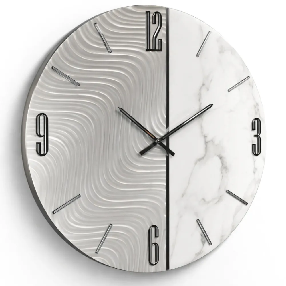 Orologi Da Parete Moderni-Selezionato da Mazzolaluce Orologio design da parete 80cm rotondo resina effetto marmo