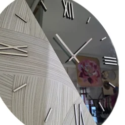 Orologi Da Parete Moderni-Selezionato da Mazzolaluce Orologio design da parete 80cm rotondo specchio fume carta da parati