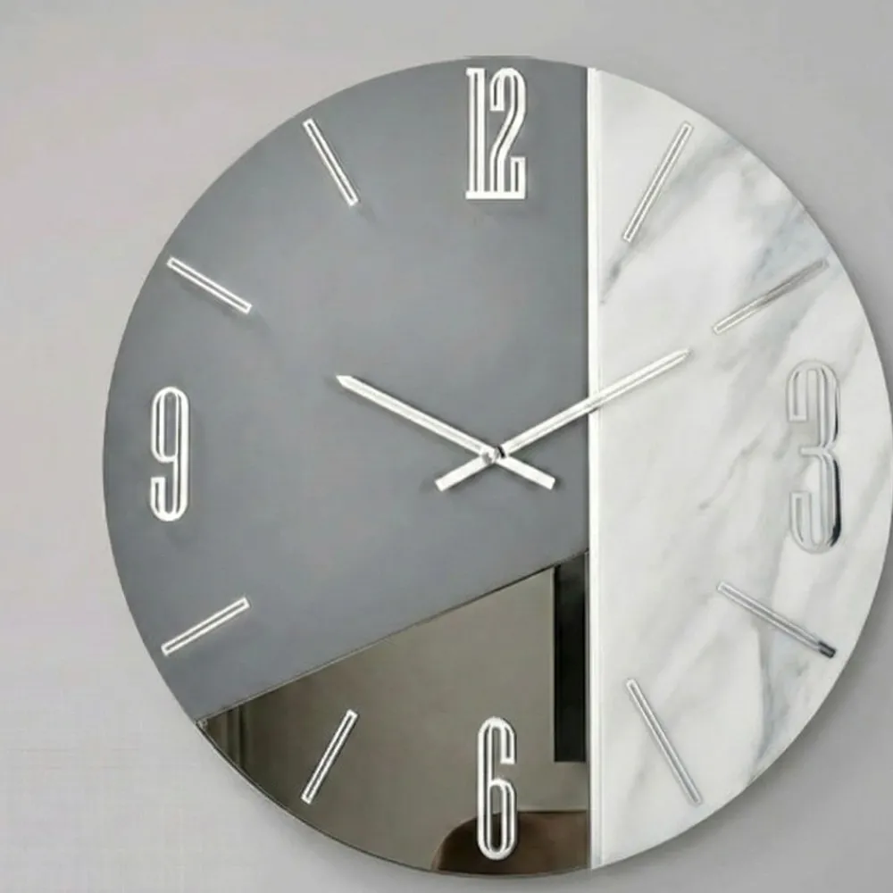 Orologi Da Parete Moderni-Selezionato da Mazzolaluce Orologio design moderno 80cm resina effetto marmo-vetro-legno