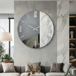 Orologi Da Parete Moderni-Selezionato da Mazzolaluce Orologio design moderno 80cm resina effetto marmo-vetro-legno