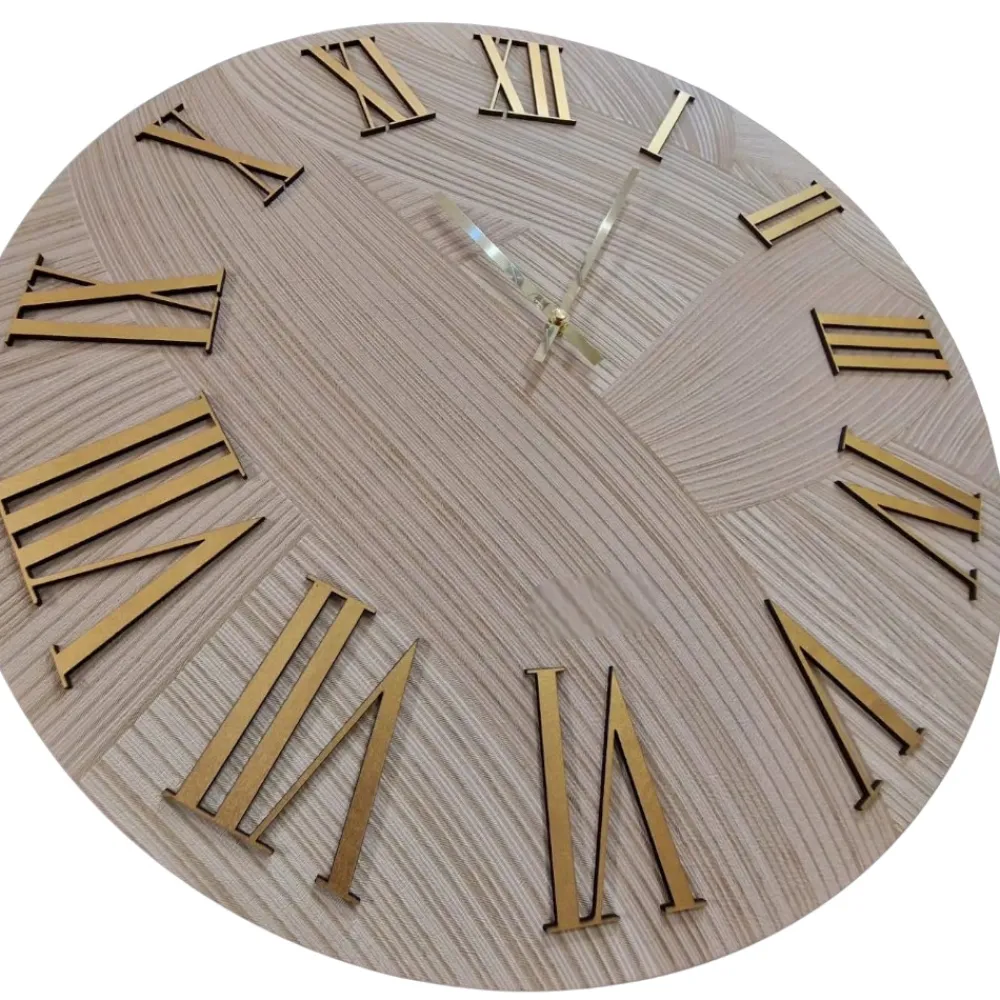 Orologi Da Parete Moderni-Selezionato da Mazzolaluce Orologio di grandi dimensioni 80cm tondo con carta da parati oro