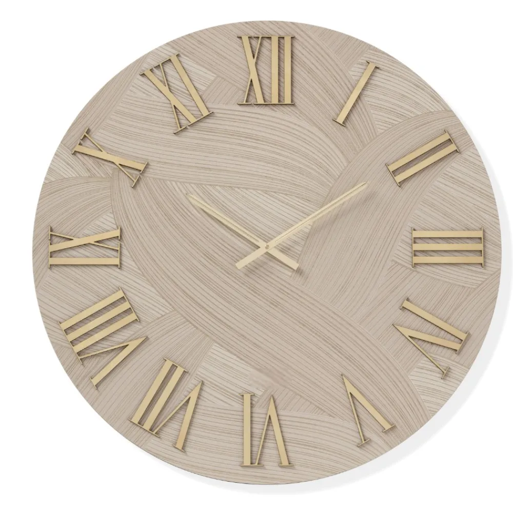 Orologi Da Parete Moderni-Selezionato da Mazzolaluce Orologio di grandi dimensioni 80cm tondo con carta da parati oro
