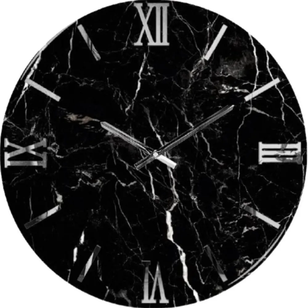 Orologi Da Parete Moderni-Selezionato da Mazzolaluce Orologio effetto marmo nero 80cm da parete design moderno