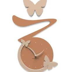 Orologi Da Parete Moderni-Selezionato da Mazzolaluce Orologio farfalle da parete legno colore arancione abbronzato