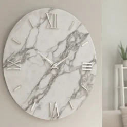 Orologi Da Parete Moderni-Selezionato da Mazzolaluce Orologio grande 80cm da parete effetto marmo bianco moderno