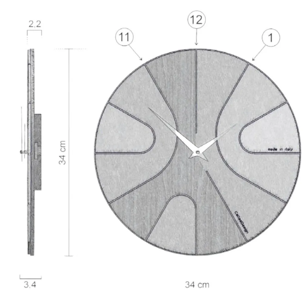 Orologi Da Parete Moderni-Selezionato da Mazzolaluce Orologio in legno da parete caffellatte rotondo 34cm
