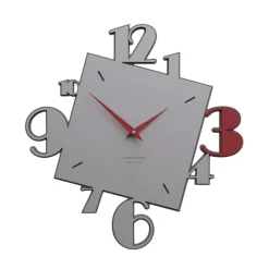 Orologi Da Parete Moderni-Selezionato da Mazzolaluce Orologio in legno moderno design numeri alluminio e rosso