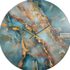 Orologi Da Parete Moderni-Selezionato da Mazzolaluce Orologio in resina da parete gala 60cm foglia oro cristalli effetto marmo