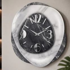 Orologi Da Parete Moderni-Selezionato da Mazzolaluce Orologio in resina moderno da parete effetto marmo grigio
