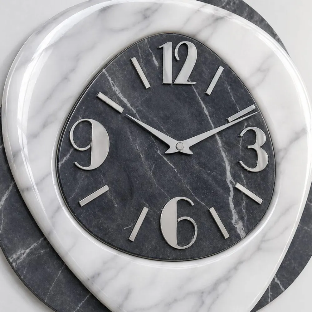 Orologi Da Parete Moderni-Selezionato da Mazzolaluce Orologio in resina moderno da parete effetto marmo grigio