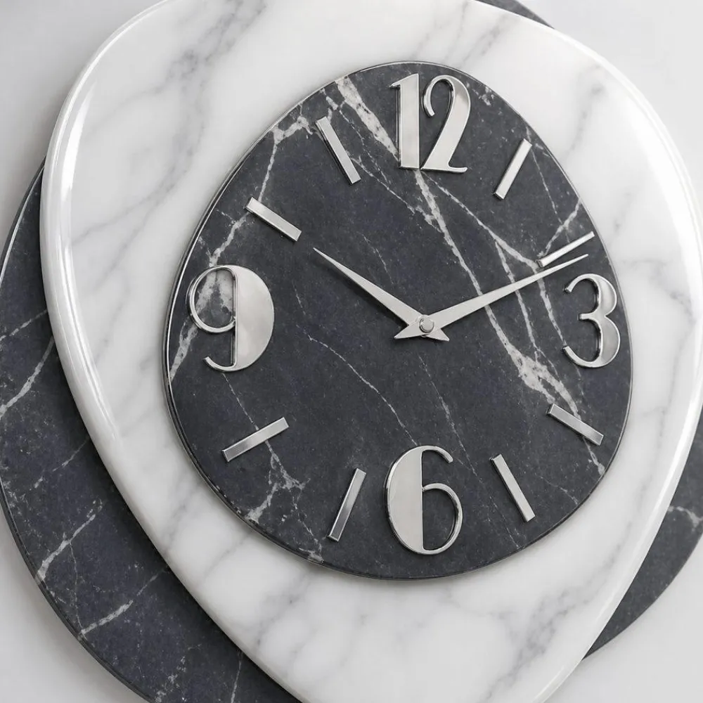 Orologi Da Parete Moderni-Selezionato da Mazzolaluce Orologio in resina moderno da parete effetto marmo grigio