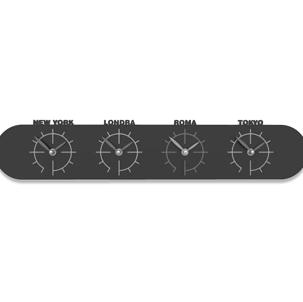 Orologi Da Parete Moderni-Selezionato da Mazzolaluce Orologio legno nero da parete fusi orari moderno
