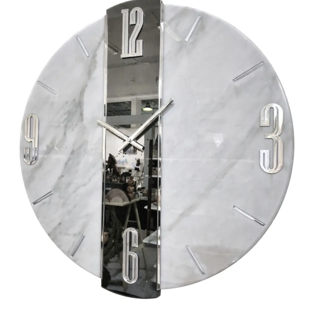 Orologi Da Parete Moderni-Selezionato da Mazzolaluce Orologio lola silver da parete 74cm effetto marmo specchio