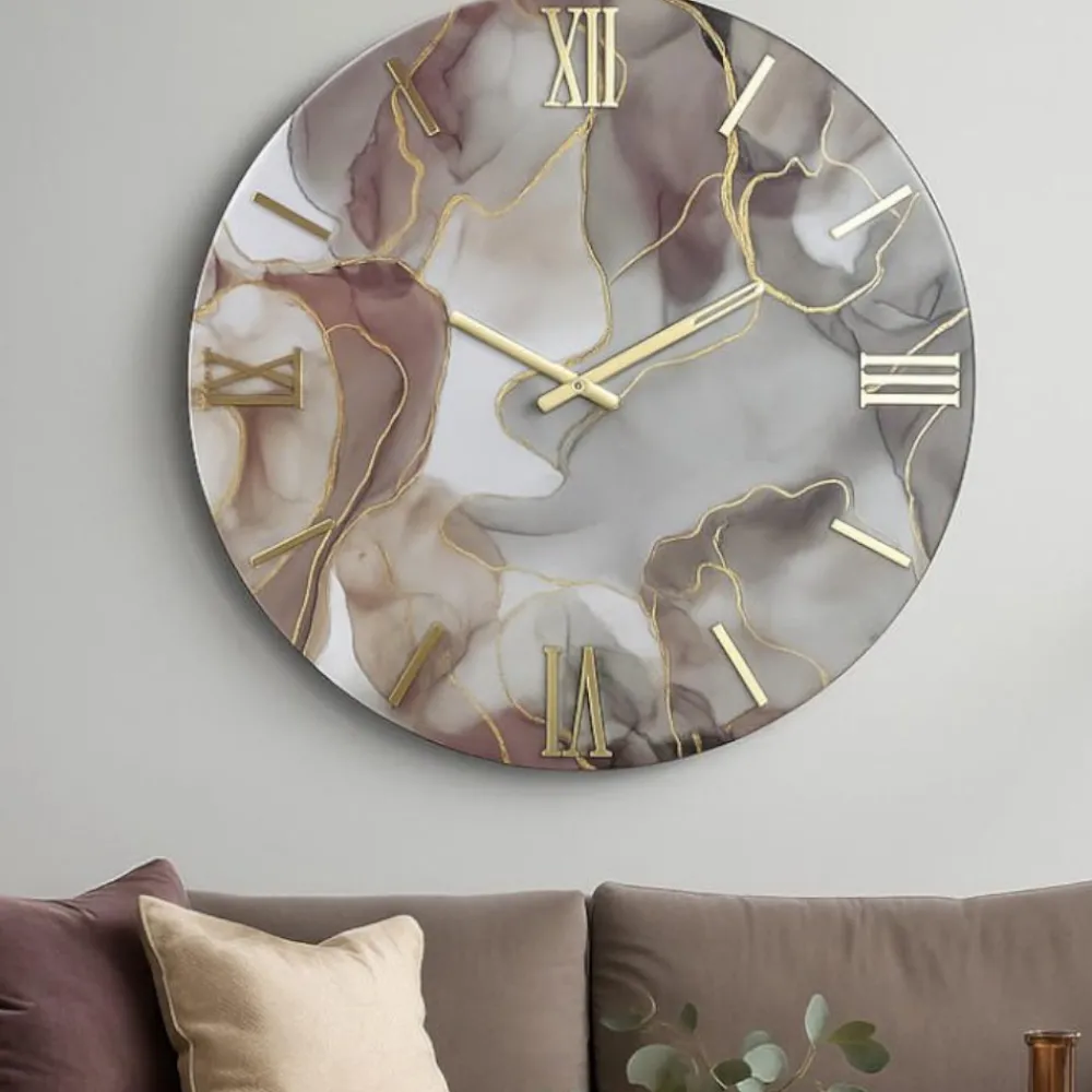 Orologi Da Parete Moderni-Selezionato da Mazzolaluce Orologio lylly 40cm da parete moderno effetto marmo oro