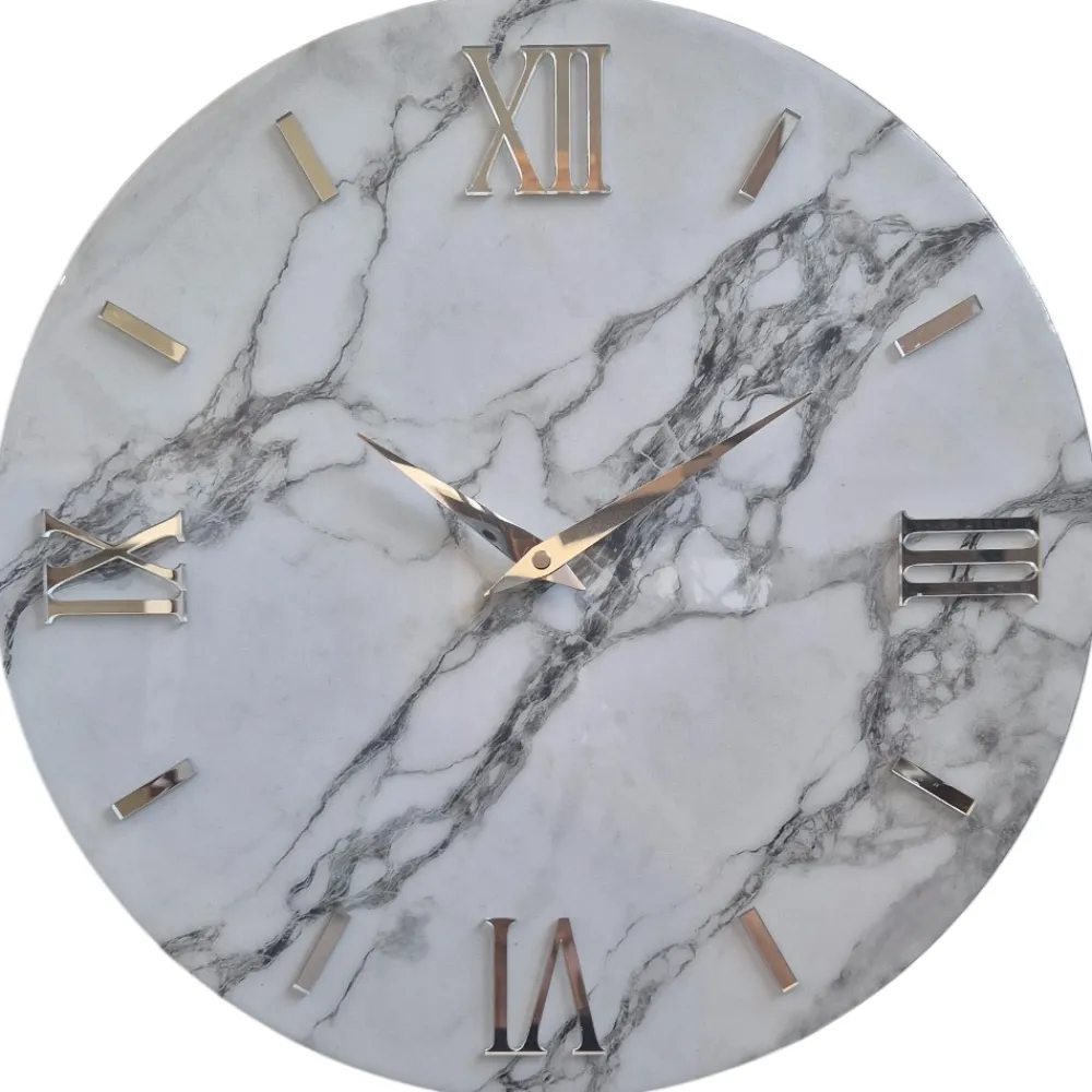 Orologi Da Parete Moderni-Selezionato da Mazzolaluce Orologio mabby moderno 60cm da parete effetto marmo bianco