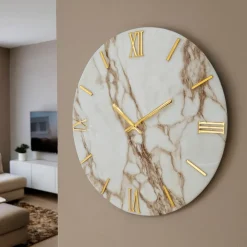 Orologi Da Parete Moderni-Selezionato da Mazzolaluce Orologio marmy 100cm da parete moderno tondo dettagli in oro