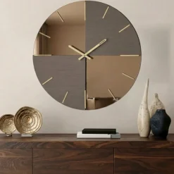 Orologi Da Parete Moderni-Selezionato da Mazzolaluce Orologio mistica tondo 60cm da muro vetro bronzo design moderno