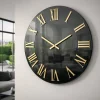 Orologi Da Parete Moderni-Selezionato da Mazzolaluce Orologio moderno a parete 80cm effetto specchio fume' dettagli oro