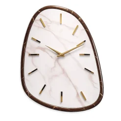 Orologi Da Parete Moderni-Selezionato da Mazzolaluce Orologio moderno a parete effetto marmo chiaro dettagli foglia oro