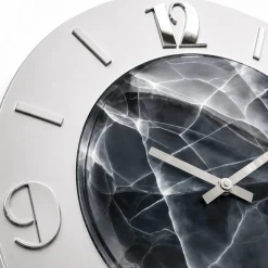 Orologi Da Parete Moderni-Selezionato da Mazzolaluce Orologio moderno a parete effetto marmorizzato grigio foglia argento