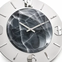 Orologi Da Parete Moderni-Selezionato da Mazzolaluce Orologio moderno a parete effetto marmorizzato grigio foglia argento