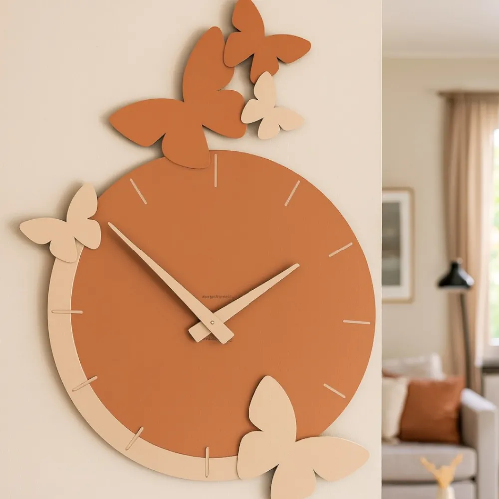 Orologi Da Parete Moderni-Selezionato da Mazzolaluce Orologio moderno a parete legno colore abbronzato