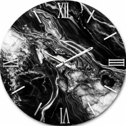 Orologi Da Parete Moderni-Selezionato da Mazzolaluce Orologio moderno a parete nero e argento rotondo numeri romani 60cm