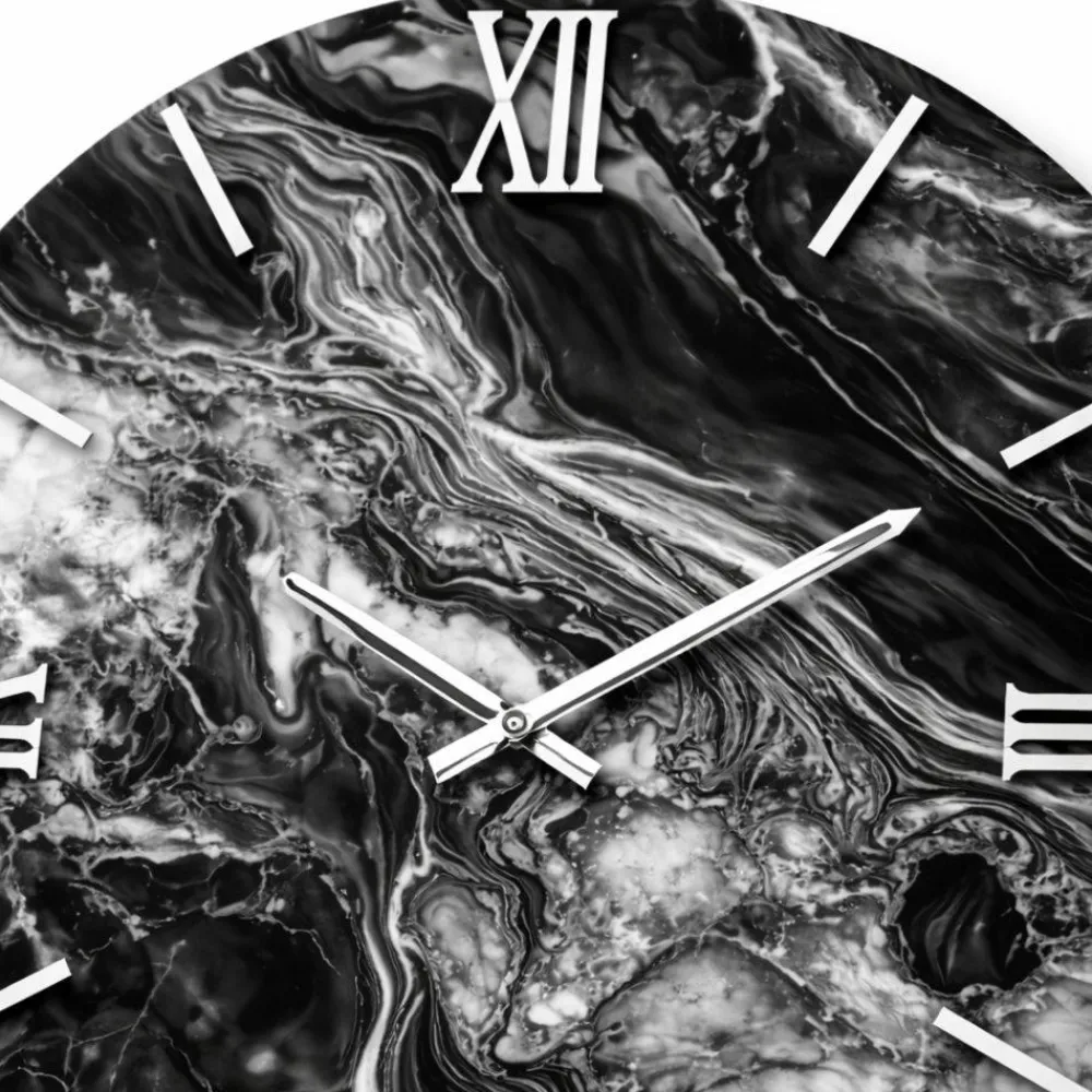 Orologi Da Parete Moderni-Selezionato da Mazzolaluce Orologio moderno a parete nero e argento rotondo numeri romani 60cm