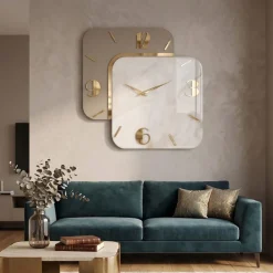 Orologi Da Parete Moderni-Selezionato da Mazzolaluce Orologio moderno a parete resina effetto marmo chiaro