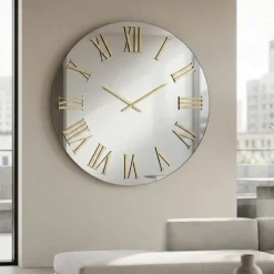 Orologi Da Parete Moderni-Selezionato da Mazzolaluce Orologio moderno a parete tondo 60cm effetto specchio chiaro