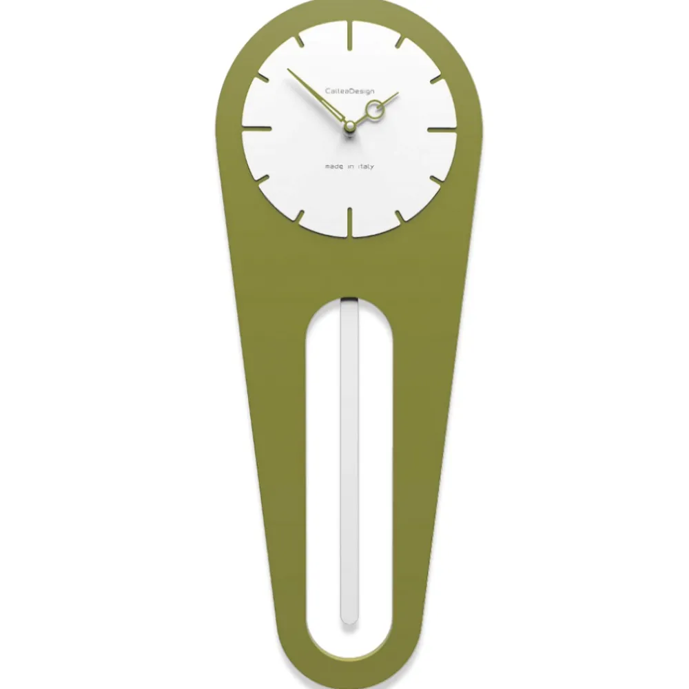 Orologi Da Parete Moderni-Selezionato da Mazzolaluce Orologio moderno a pendolo da parete legno verde oliva