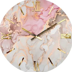 Orologi Da Parete Moderni-Selezionato da Mazzolaluce Orologio moderno 80cm da parete effetto marmo rosa oro