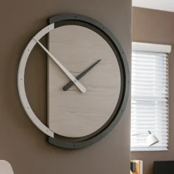 Orologi Da Parete Moderni-Selezionato da Mazzolaluce Orologio moderno da muro in legno effetto rovere rotondo