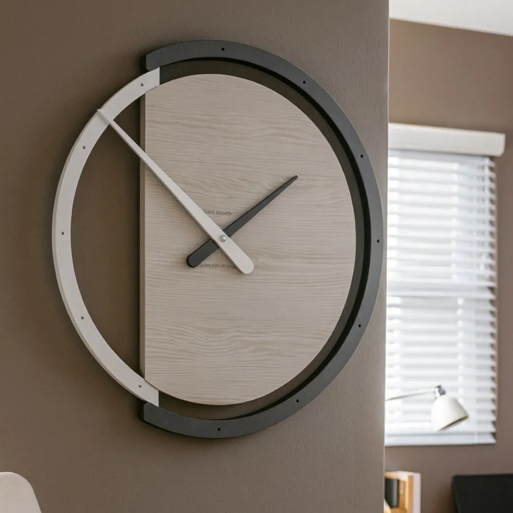 Orologi Da Parete Moderni-Selezionato da Mazzolaluce Orologio moderno da muro in legno effetto rovere rotondo