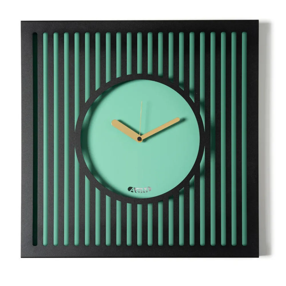 Orologi Da Parete Moderni-Selezionato da Mazzolaluce Orologio moderno da parete design quadrato nero e verde