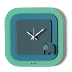 Orologi Da Parete Moderni-Selezionato da Mazzolaluce Orologio moderno da parete design elefantino verde e blu