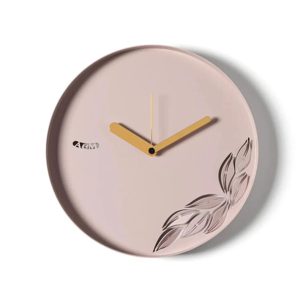 Orologi Da Parete Moderni-Selezionato da Mazzolaluce Orologio moderno da parete design rotondo foglie color gelso